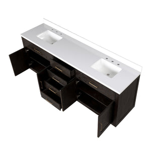 English Elm Abbey 84" Black Oak Double Vanity With Cultured Marble Top - Elegant Design, Ample Storage & Style B2731P260874