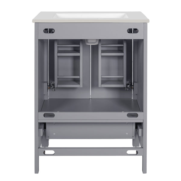 English Elm 48-Inch Modern Bathroom Vanity with Dual Ceramic Sinks, Ample Soft-Close Storage and Stylish Design Grey N729P000009E