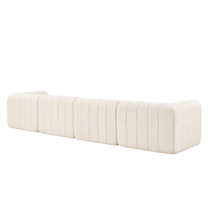 English Elm 145.5 Inch Four Piece Modular Sectional Sofa Beige Polyester Low Profile Living Room N767P346281B