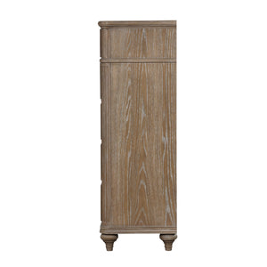 English Elm Simple Contemporary Chest of Drawers with Solid Wood Veneer, Felt-Lined Top Drawer & Metal Handles Oak,Rustic 21 L x 44 W x 54 H B2741P357499