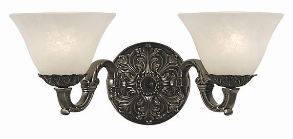 Framburg 2-light Timeless Italian Brass Sconce - Elegant Empire Style Lighting Fixture Made In The Usa Antique Silver With White Marble Glass Shade Metal 7882 As/Wh