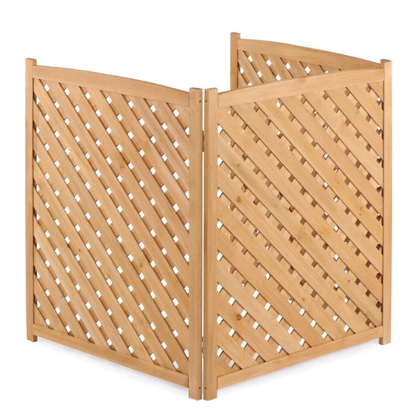 English Elm 3-panel Outdoor Wood Slatted Privacy Screen Enclosure for Patio Equipment Areas Light Brown W2640P389250