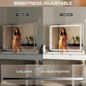 English Elm Vanity Mirror With Lights - 31.5" X 22.8" Hd Makeup Mirror, 3 Color Modes, 10X Magnification & Usb Charging W3660P373025-GIGA
