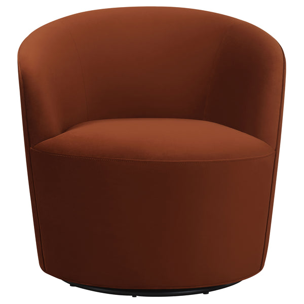 English Elm Resnick Burnt Orange Swivel Chair — Elegant Rounded Upholstered Accent Seat with Warm Wood Trim, Cozy Comfort and Style B062P358238