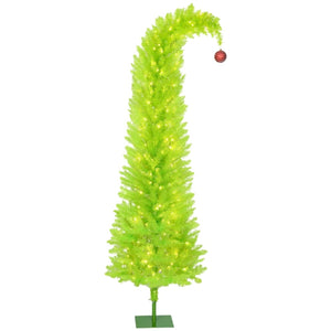 English Elm 72 Inch Prelit Pencil Christmas Tree with 230 Led Lights and Festive Red Ball Topper T3971P396466