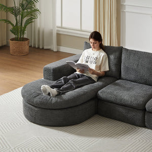 English Elm 99-Inch Chenille Cloud Curved Sectional Sofa With Reversible Chaise For Stylish Living Spaces W834S00477