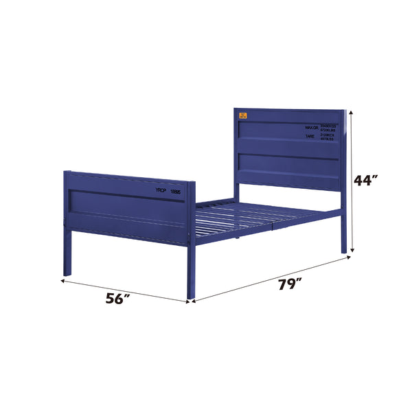 English Elm Cargo Metal Twin Bed with Cargo Container Style, Recessed Panels, Low Profile Frame, 330lb Capacity Blue 56.7 L x 28.75 W x 5.3 H B2726P348947