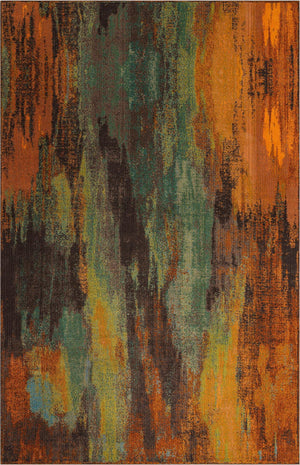 Unique Loom Jardin Lilly Machine Made Abstract Rug Multi, Beige/Brown/Gold/Light Blue/Orange 10' 6" x 16' 5"