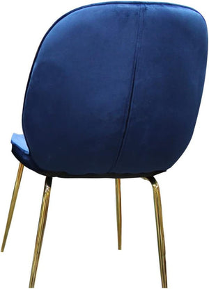 English Elm Velvet Mid-century Dining Chairs with Gold Legs Navy Set for Elegant Rooms B011P446641
