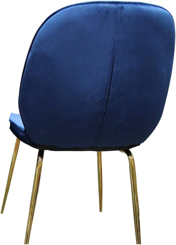 English Elm Velvet Mid-century Dining Chairs with Gold Legs Navy Set for Elegant Rooms B011P446641