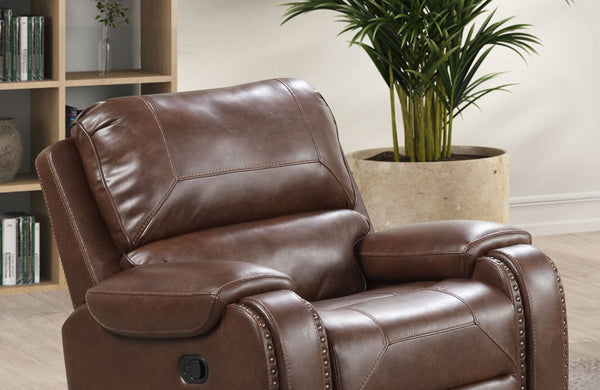 English Elm Transitional Multi-Function Glider Recliner with Channel Back, Cup Holders, Hidden Storage, Upholstered Comfort Brown 34 L x 41 W x 31 H B2741P385042
