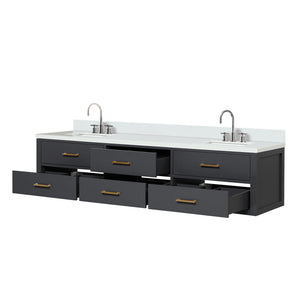 English Elm Black Double Bath Vanity Set - 80" Wide With Cultured Marble Top & Polished Chrome Faucets Included B2731P258102
