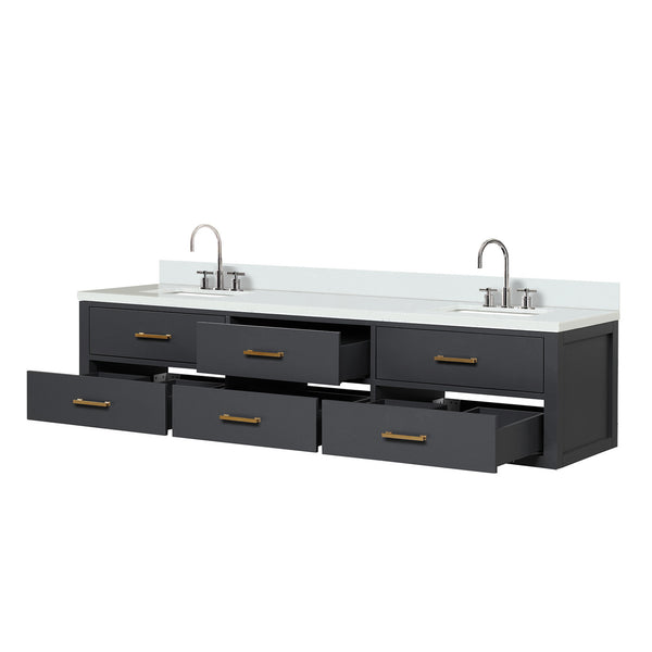 English Elm Black Double Bath Vanity Set - 80" Wide With Cultured Marble Top & Polished Chrome Faucets Included B2731P258102