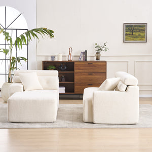 English Elm LY-022 Antique White Convertible Chaise Sectional Sofa — Chesterfield-Inspired L-Shape, No-Assembly, 30D High-Density Comfort W2231S00024