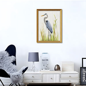 English Elm Set Of 2 Heron Bird Framed Wall Art - Elegant Nature Prints In Refillable Wood Frames For Home Decor T3976P383169-GIGA