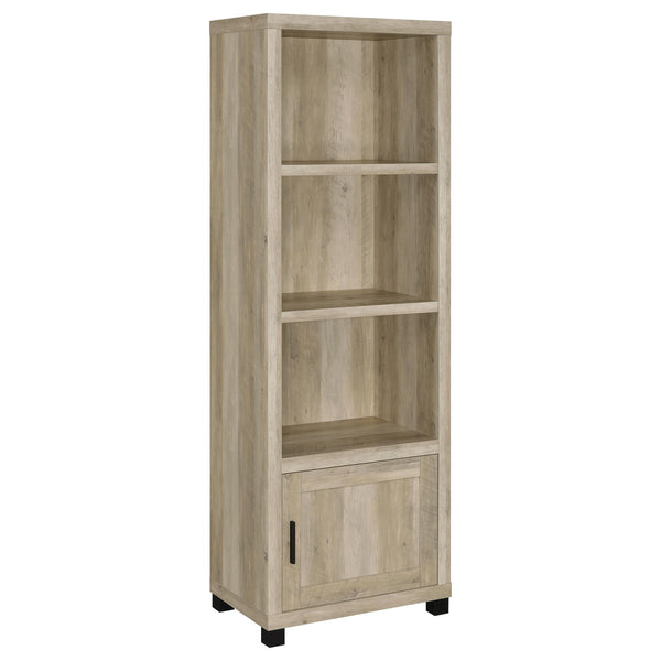 English Elm Vivek Distressed Pine Media Tower with 3 Open Shelves & Lower Cabinet, Rustic Engineered Wood Storage B062P375529