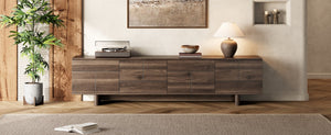 English Elm 78 Inch Low Profile Media Console with Pine Legs Soft Close Doors for Living Room N710P429519Q