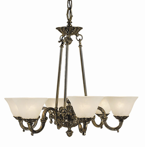 Framburg 6-light Antique Silver Dining Chandelier – Timeless Italian Brass Design For Elegant Spaces French Brass With White Marble Glass Shade Metal 7886 Fb/Wh
