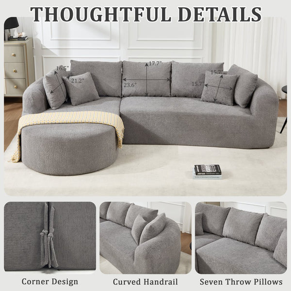 English Elm 109 Cloud Sectional Couch with L-Shape Chaise, Chenille Modular Sofa Bed, Memory Foam Comfort and Easy Setup LIGHT GREY W1249S00004