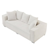 English Elm 88.97'' Mid Century Modern Upholstered Sofa With 5 Matching Toss Pillows, Including Bottom Frame,Comfy Couches For Living Room, Bedroom, Apartment and Office.White