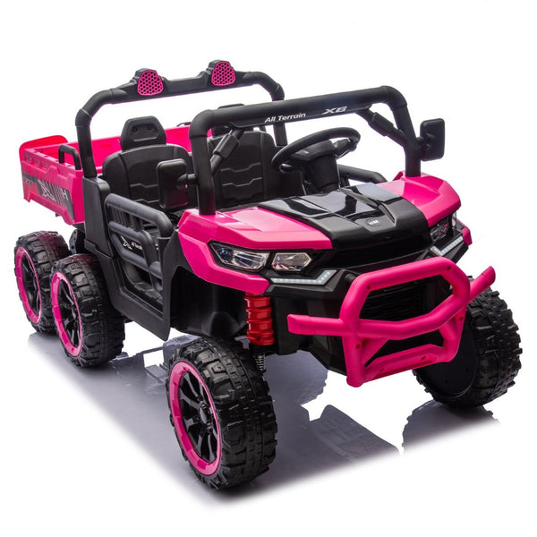 English Elm 24v Two Seat Kids Electric Dump Truck Six Wheel 4wd Utv with Parental Remote Pink W1578P268990