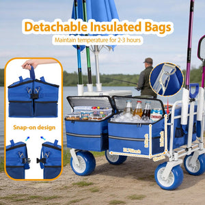 English Elm Beach Wagon Heavy Duty Folding Cart with 500lb Capacity and All Terrain Pvc Wheels W2932P412005