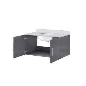 English Elm Dark Grey Bath Vanity With White Quartz Top - Modern Design, Spacious Storage & Easy Installation B2731P258604