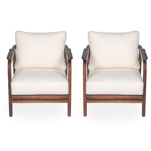 English Elm Christopher Knight Home® - 28" Outdoor Lounge Chair - Woven Backrest, Solid Wood Frame, Plush Cushions For Patio Relaxation N767P255015D_2