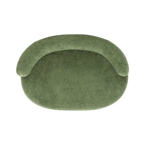 English Elm Jennifer Taylor Home - Shep 36" Curved Dog Sofa Bed Medium Moss Green Fleeced Teddy — Plush Scandinavian Benchmade Lounge, Durable Support B2719P320242