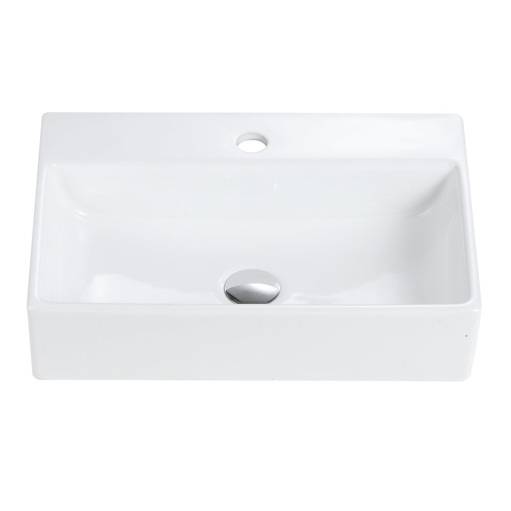 English Elm BB15-20Y-301 Glossy White 20"x14" Integrated Ceramic Sink with Overflow, Easy-Clean Rounded Edges W1865P279844
