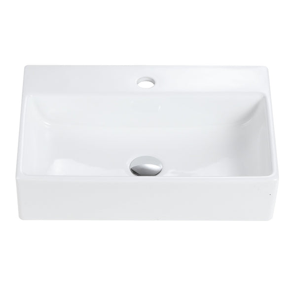 English Elm BB15-20Y-301 Glossy White 20"x14" Integrated Ceramic Sink with Overflow, Easy-Clean Rounded Edges W1865P279844