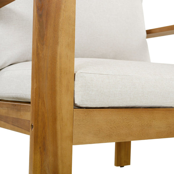 English Elm Outdoor Acacia Hardwood Patio Chair with Water-repellent Cushions for Deck or Garden N757P354832B