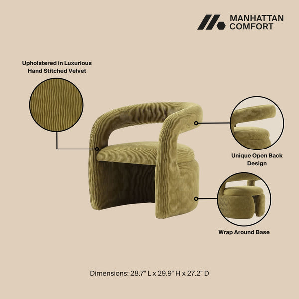 English Elm Corvette Velvet Lounge Chair Olive Green – Hand-Stitched Velvet, Kiln-Dried Pine Frame, Commercial Grade Comfort B365P398004