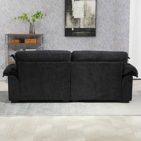 English Elm 84" Chenille Sofa Loveseat with Memory Foam & Pocket Springs, Plush Dual-Layer Comfort, Sturdy Frame Black W676S00009