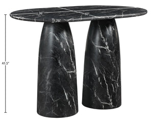 Meridian Furniture Cosenza Concrete Bar Height Table with Art Deco Stone Finish for Indoor Outdoor Entertaining Black 788Black-T60