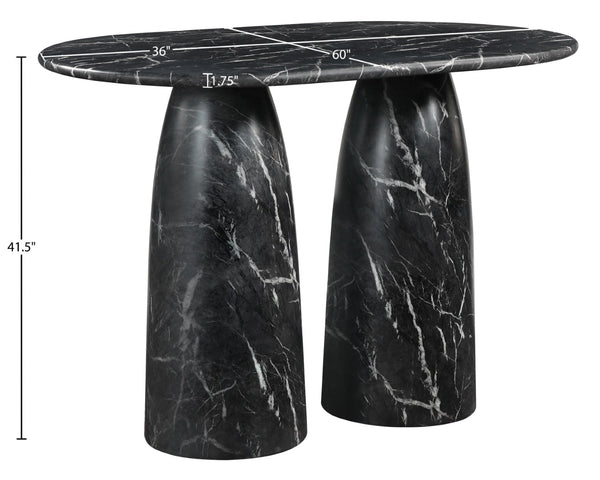 Meridian Furniture Cosenza Concrete Bar Height Table with Art Deco Stone Finish for Indoor Outdoor Entertaining Black 788Black-T60
