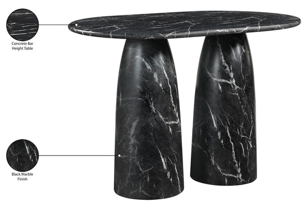 Meridian Furniture Cosenza Concrete Bar Height Table with Art Deco Stone Finish for Indoor Outdoor Entertaining Black 788Black-T60