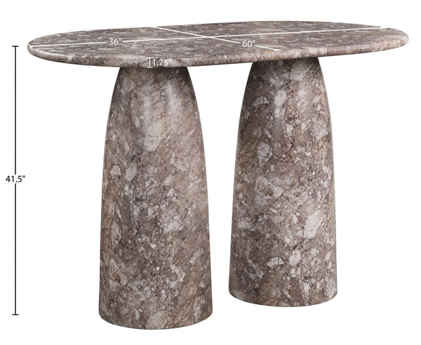Meridian Furniture Cosenza Concrete Bar Height Table with Art Deco Stone Finish for Indoor Outdoor Entertaining Brown 788Brown-T60