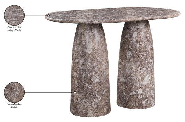 Meridian Furniture Cosenza Concrete Bar Height Table with Art Deco Stone Finish for Indoor Outdoor Entertaining Brown 788Brown-T60