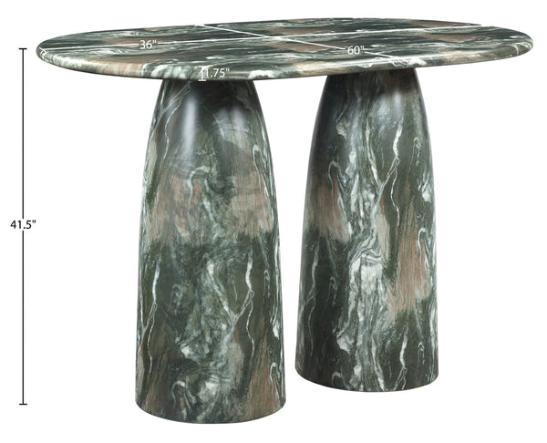 Meridian Furniture Cosenza Concrete Bar Height Table with Art Deco Stone Finish for Indoor Outdoor Entertaining Green 788Green-T60