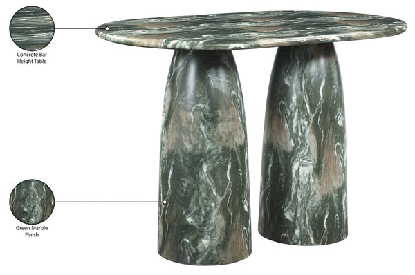 Meridian Furniture Cosenza Concrete Bar Height Table with Art Deco Stone Finish for Indoor Outdoor Entertaining Green 788Green-T60