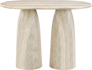 Meridian Furniture Cosenza Concrete Bar Height Table with Art Deco Stone Finish for Indoor Outdoor Entertaining Travertine 788Travertine-T60