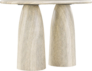 Meridian Furniture Cosenza Concrete Bar Height Table with Art Deco Stone Finish for Indoor Outdoor Entertaining Travertine 788Travertine-T60