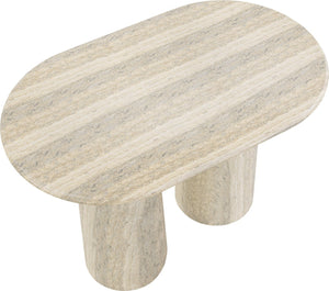 Meridian Furniture Cosenza Concrete Bar Height Table with Art Deco Stone Finish for Indoor Outdoor Entertaining Travertine 788Travertine-T60