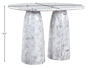 Meridian Furniture Cosenza Concrete Bar Height Table with Art Deco Stone Finish for Indoor Outdoor Entertaining White 788White-T60
