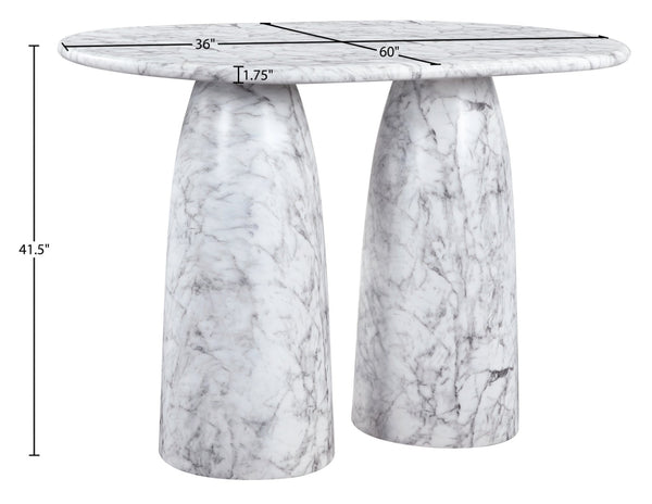 Meridian Furniture Cosenza Concrete Bar Height Table with Art Deco Stone Finish for Indoor Outdoor Entertaining White 788White-T60
