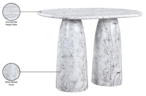 Meridian Furniture Cosenza Concrete Bar Height Table with Art Deco Stone Finish for Indoor Outdoor Entertaining White 788White-T60