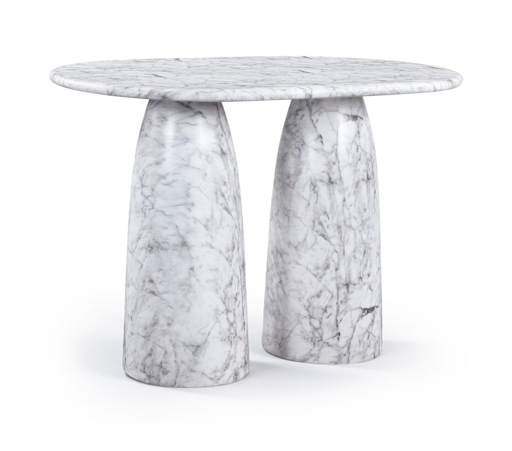 Meridian Furniture Cosenza Concrete Bar Height Table with Art Deco Stone Finish for Indoor Outdoor Entertaining White 788White-T60