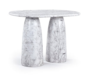Meridian Furniture Cosenza Concrete Bar Height Table with Art Deco Stone Finish for Indoor Outdoor Entertaining White 788White-T60