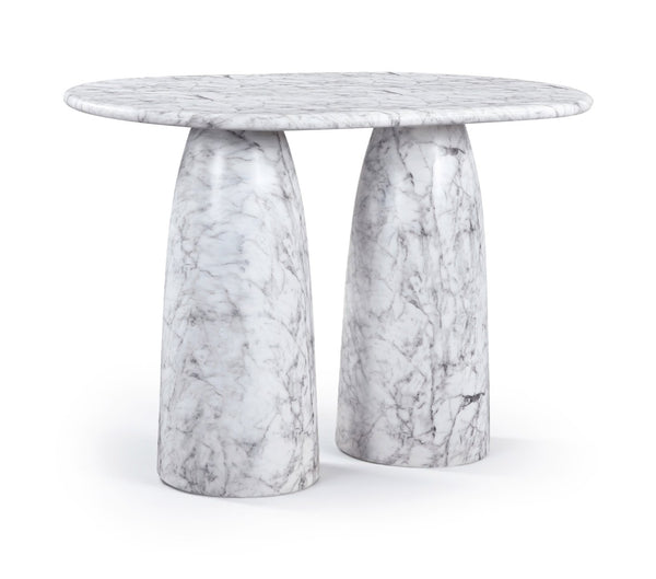 Meridian Furniture Cosenza Concrete Bar Height Table with Art Deco Stone Finish for Indoor Outdoor Entertaining White 788White-T60